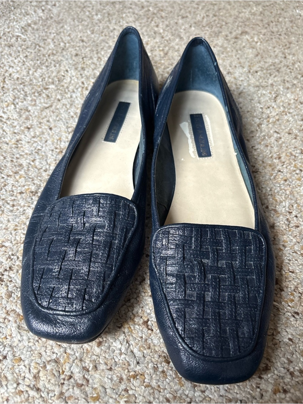 Enzo Angiolini Navy Woven Square-Toe Flats size 10N